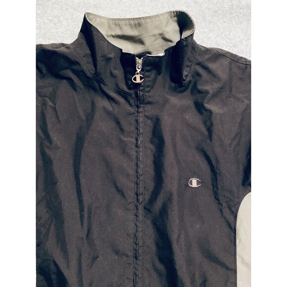 Champion Windbreaker Jacket Men's Large Black Gray Mesh Lined Authentic Full-Zip - Picture 8 of 14